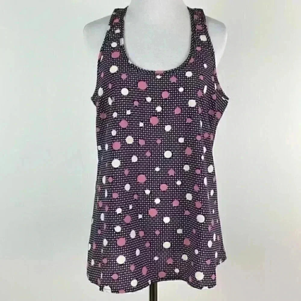 Curt women’s tank top size M pink white polka dot